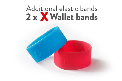 2 x X Wallet - silicon elastic band - wood, metal, carbon fiber, plexi