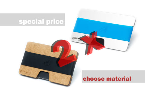 Two N wallets: wood & silver aluminium