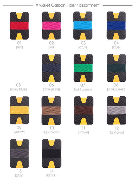 2 x X Wallet  additional elastic band - wood, metal, carbon fiber