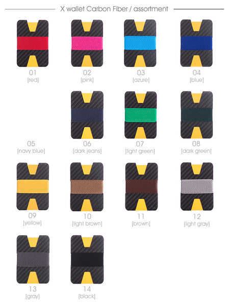 X Wallet  additional elastic band - wood, metal, carbon fiber